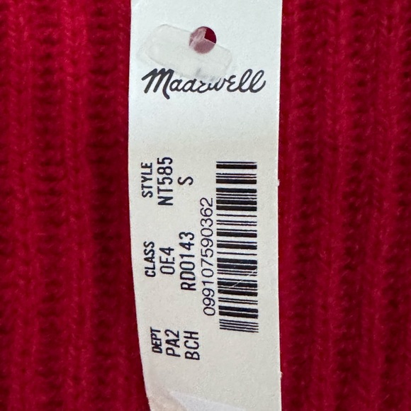 NWT Madewell SoftWool Square-Neck Pullover Sweater Red Bright Cherry S $128 - Picture 4 of 5